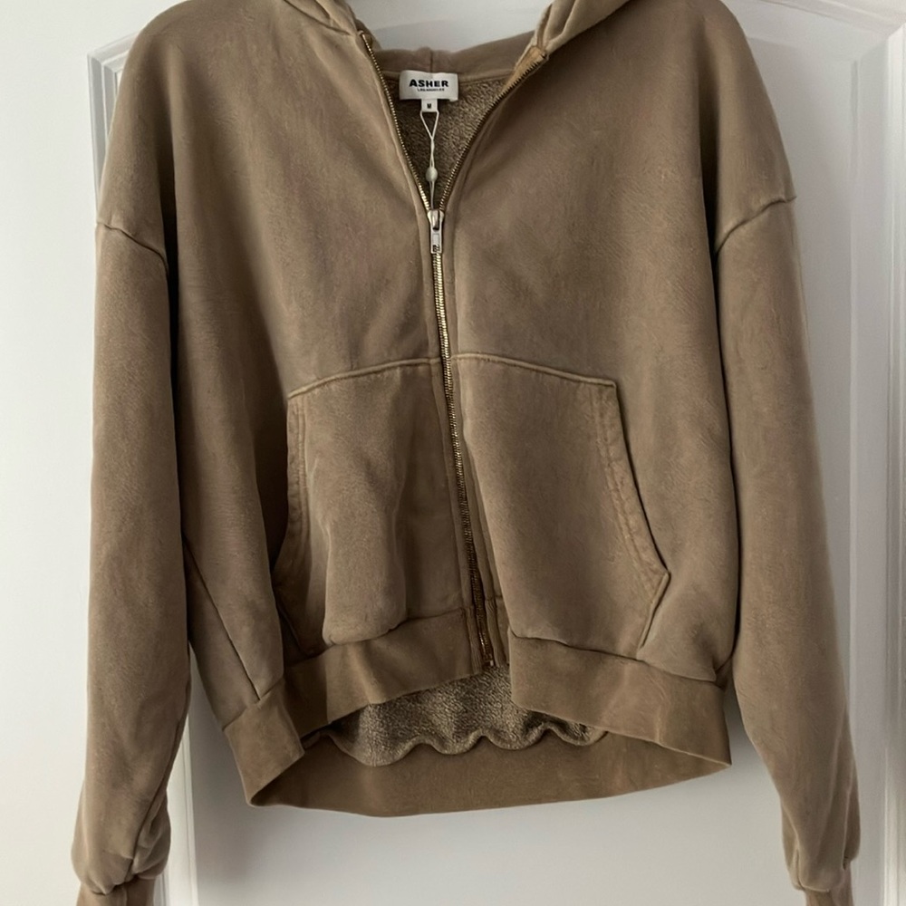 Asher Los Angeles Brown Zip-Up Hoodie